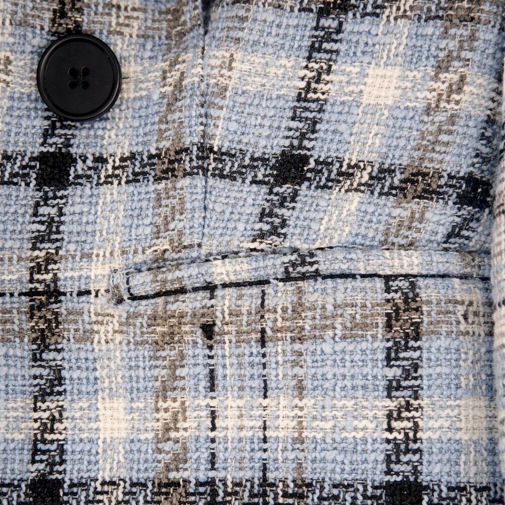 Jones New York Plaid Tweed Blazer NWT Petite Small Blue Jacket Open Front - Picture 8 of 13